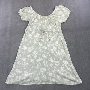 Pink Rose‎ Womens Small Green Floral High Waisted Dress